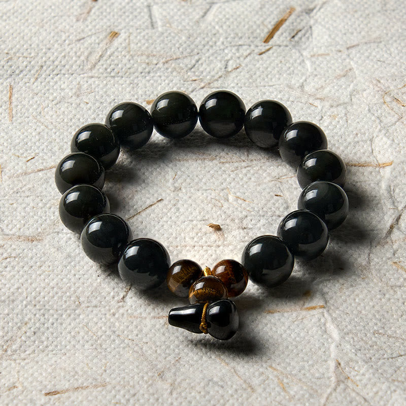 Buddha Stones Vintage-Armband aus chinesischem Regenbogenobsidian mit Kürbismotiv zum Schutz - image 25