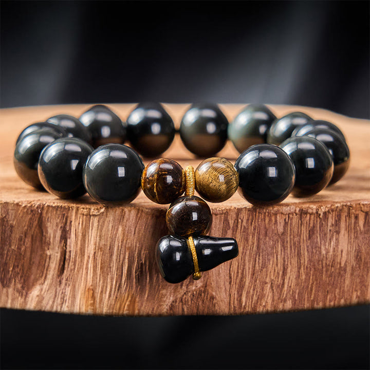 Buddha Stones Vintage-Armband aus chinesischem Regenbogenobsidian mit Kürbismotiv zum Schutz - 14 mm Regenbogenobsidian (Farbwechsel im Licht) - image 22