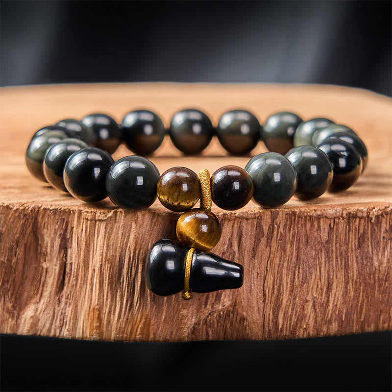 Buddha Stones Vintage-Armband aus chinesischem Regenbogenobsidian mit Kürbismotiv zum Schutz - 10 mm Regenbogenobsidian (Farbwechsel im Licht) - image 10