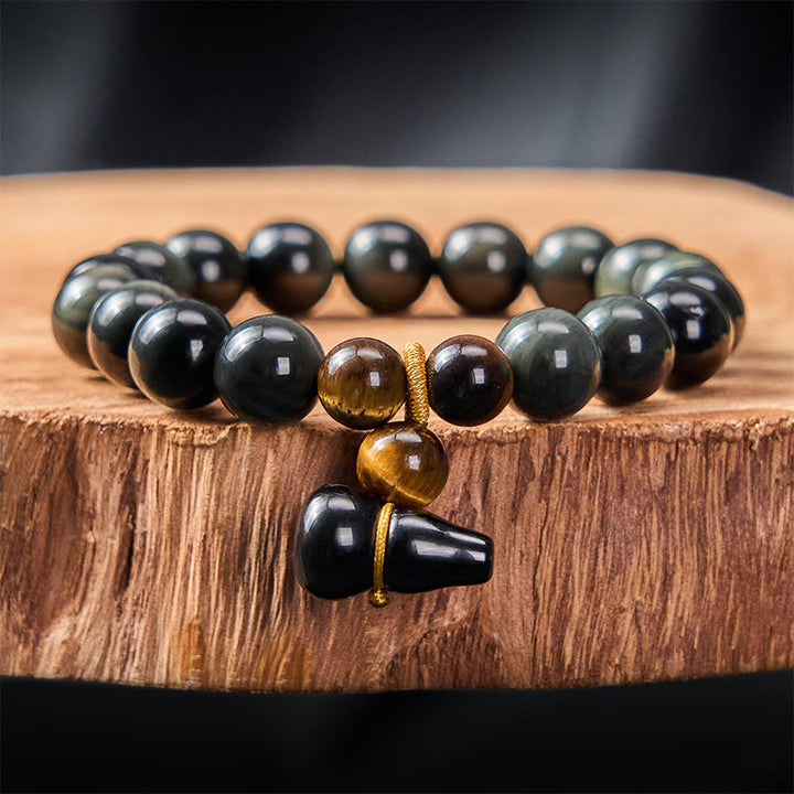 Buddha Stones Vintage-Armband aus chinesischem Regenbogenobsidian mit Kürbismotiv zum Schutz - 10 mm Regenbogenobsidian (Farbwechsel im Licht) - image 10