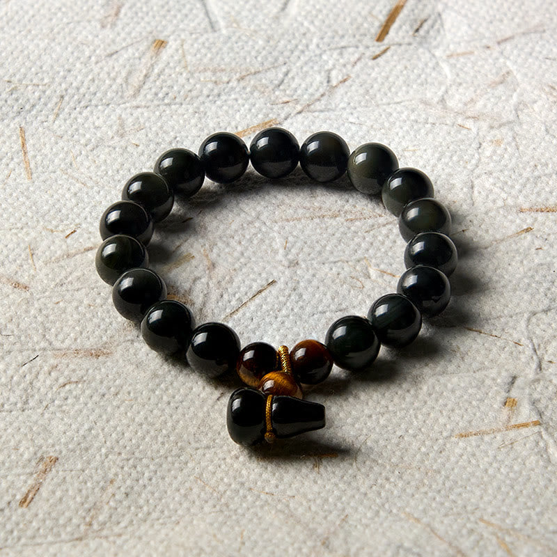 Buddha Stones Vintage-Armband aus chinesischem Regenbogenobsidian mit Kürbismotiv zum Schutz - image 13
