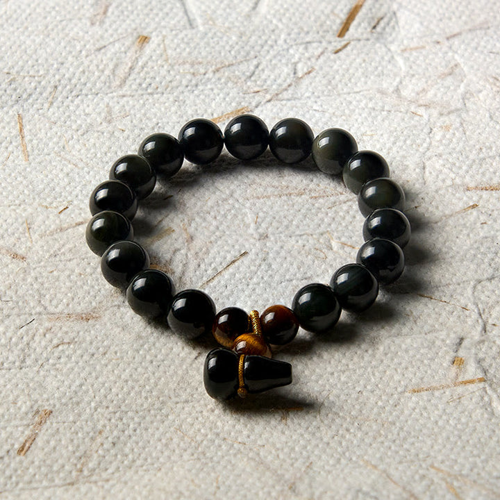 Buddha Stones Vintage-Armband aus chinesischem Regenbogenobsidian mit Kürbismotiv zum Schutz - image 13
