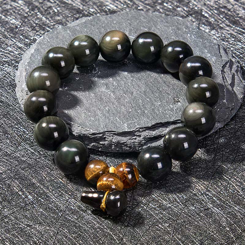 Buddha Stones Vintage-Armband aus chinesischem Regenbogenobsidian mit Kürbismotiv zum Schutz - image 24