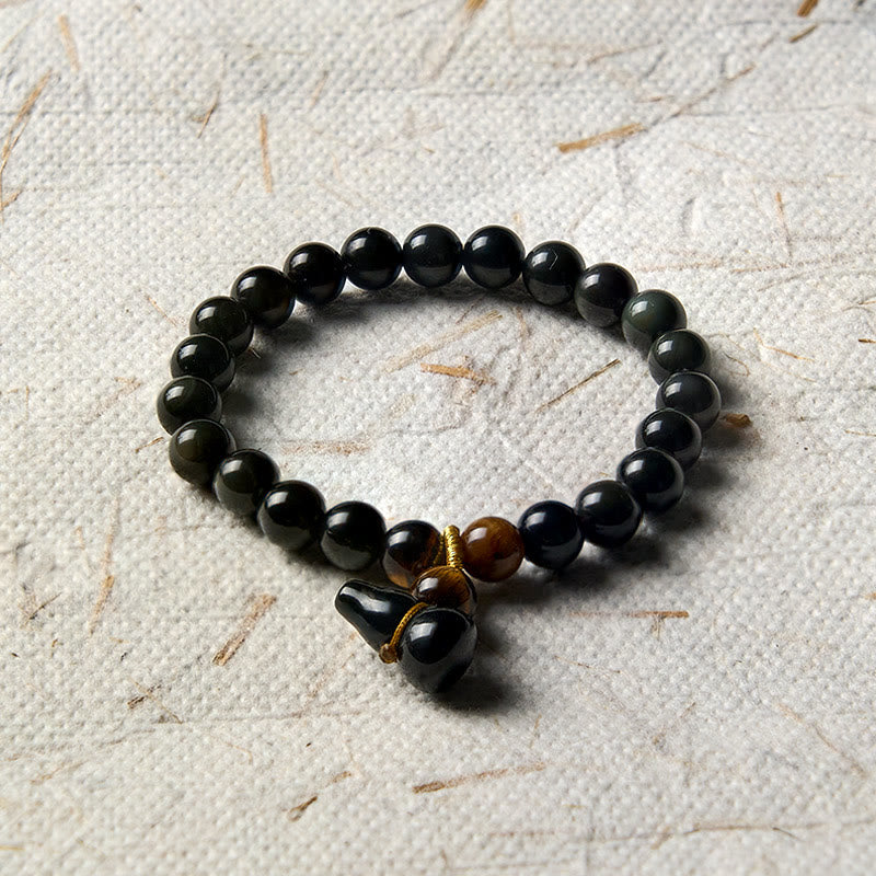 Buddha Stones Vintage-Armband aus chinesischem Regenbogenobsidian mit Kürbismotiv zum Schutz - image 3