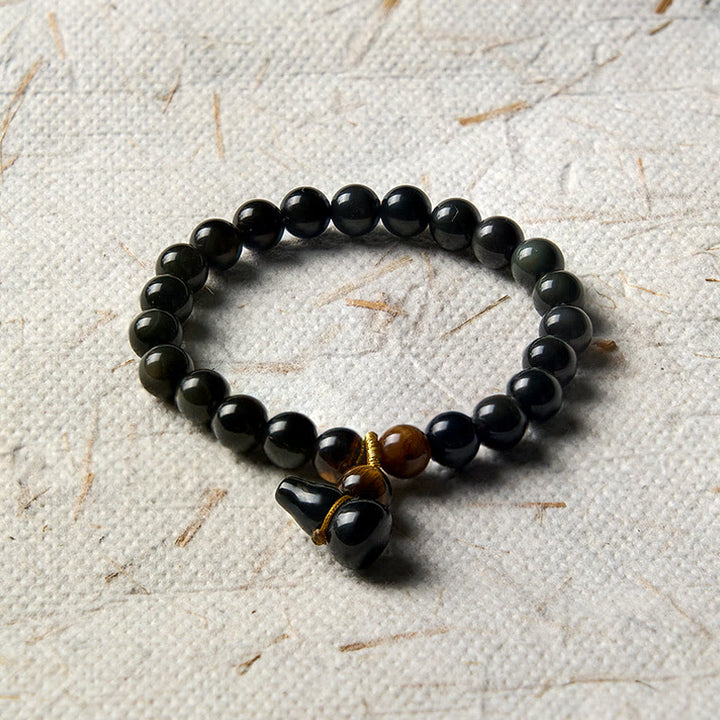 Buddha Stones Vintage-Armband aus chinesischem Regenbogenobsidian mit Kürbismotiv zum Schutz - image 3