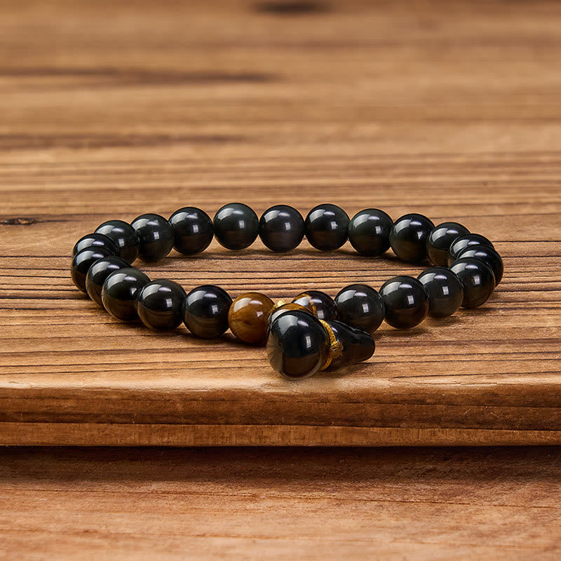 Buddha Stones Vintage-Armband aus chinesischem Regenbogenobsidian mit Kürbismotiv zum Schutz - image 2