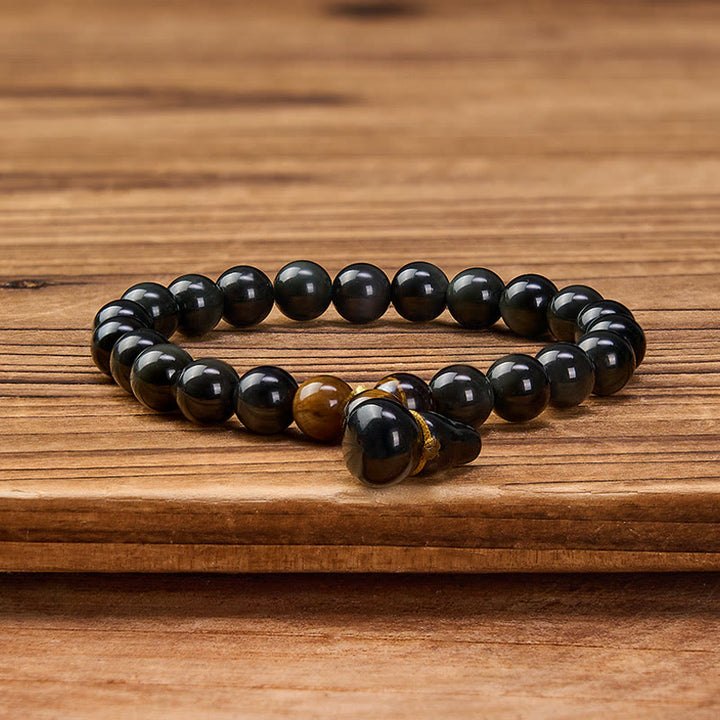 Buddha Stones Vintage-Armband aus chinesischem Regenbogenobsidian mit Kürbismotiv zum Schutz - image 2