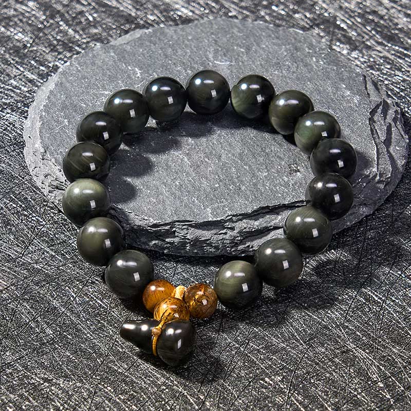 Buddha Stones Vintage-Armband aus chinesischem Regenbogenobsidian mit Kürbismotiv zum Schutz - image 18