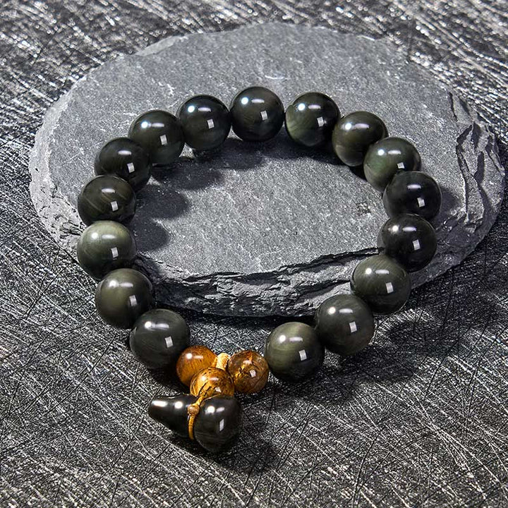 Buddha Stones Vintage-Armband aus chinesischem Regenbogenobsidian mit Kürbismotiv zum Schutz - image 18
