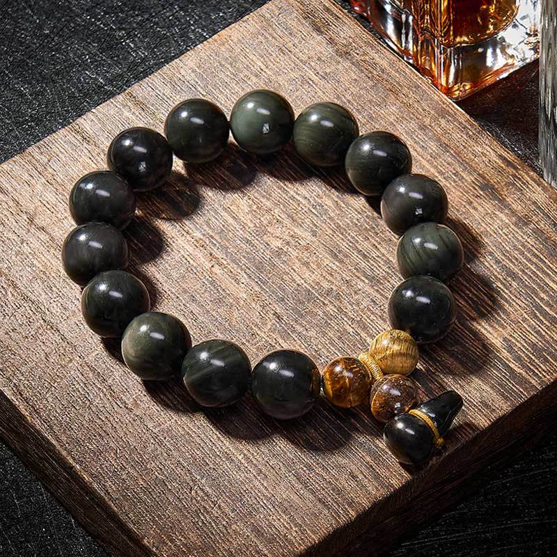 Buddha Stones Vintage-Armband aus chinesischem Regenbogenobsidian mit Kürbismotiv zum Schutz - image 27