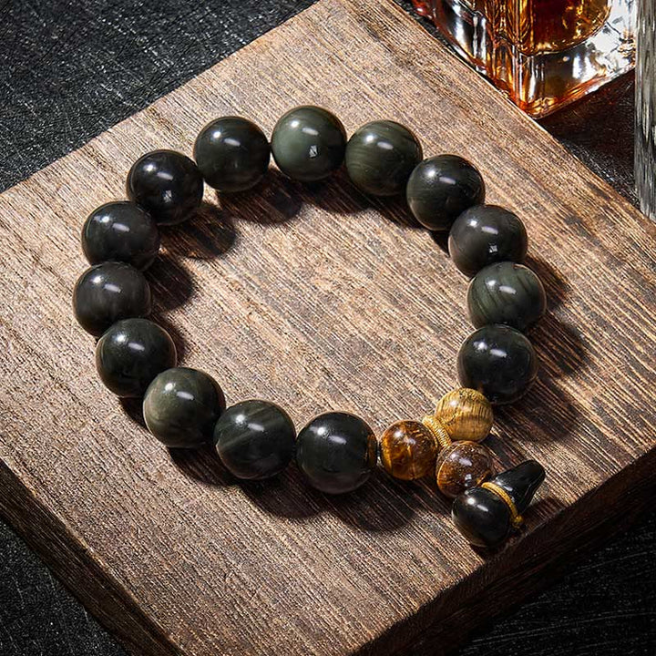 Buddha Stones Vintage-Armband aus chinesischem Regenbogenobsidian mit Kürbismotiv zum Schutz - image 27