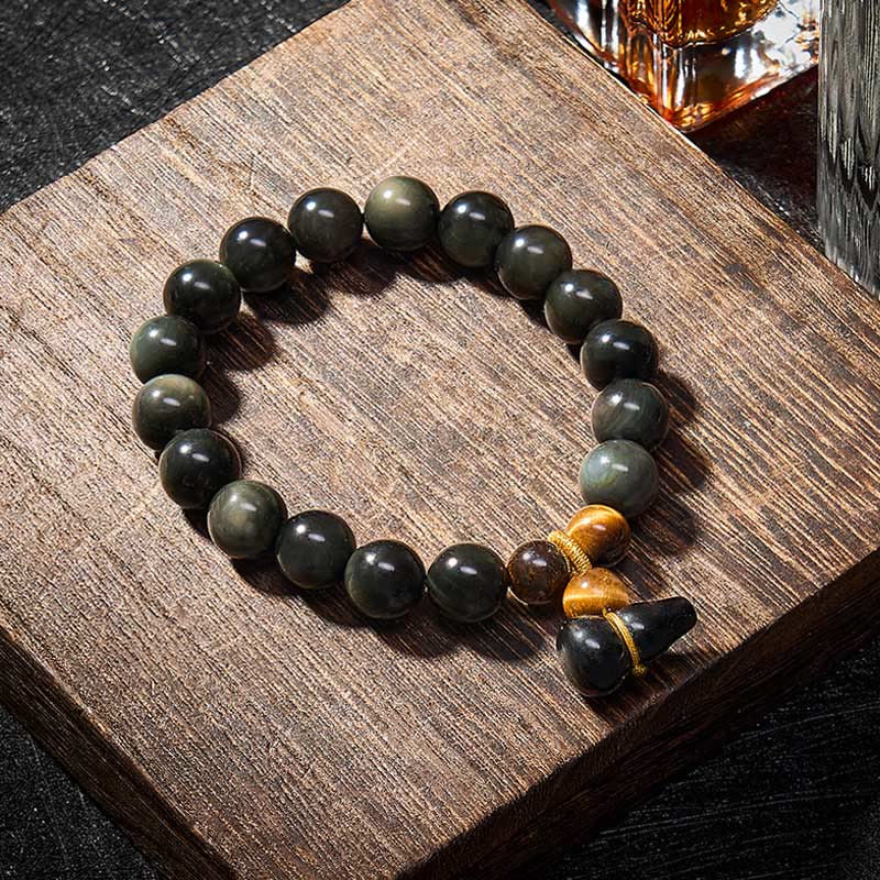 Buddha Stones Vintage-Armband aus chinesischem Regenbogenobsidian mit Kürbismotiv zum Schutz - image 14