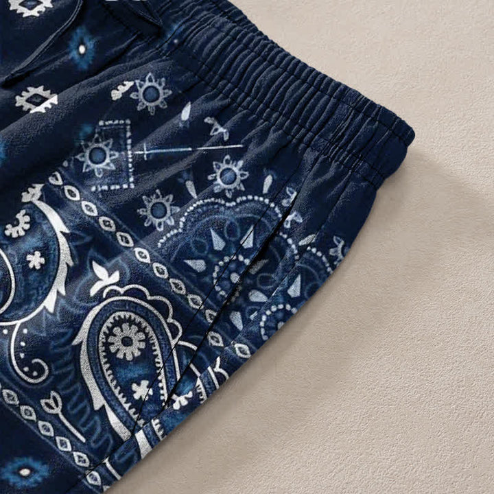 Buddha Stones Herrenhose mit schmal zulaufendem Bein und Taschen, Baumwoll-Paisley-Muster - image 2