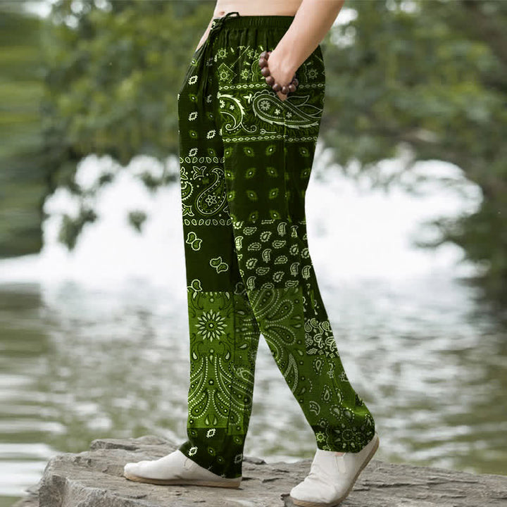 Buddha Stones Herrenhose mit schmal zulaufendem Bein und Taschen, Baumwoll-Paisley-Muster - image 7