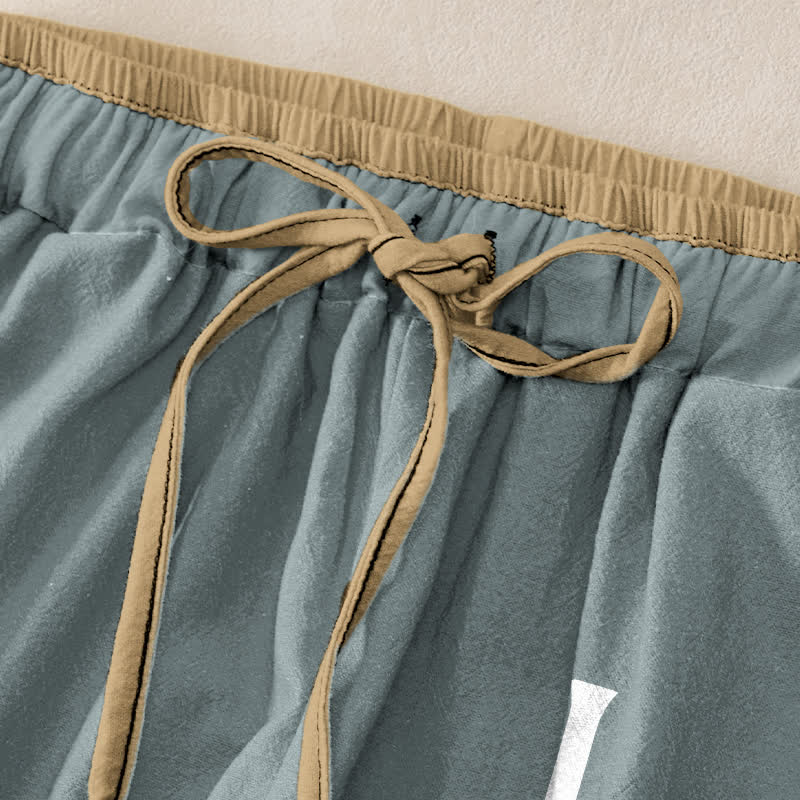 Buddha Stones Reine Baumwolle, Damenhose mit OM-Muster, elastischem Bund und Taschen - image 1