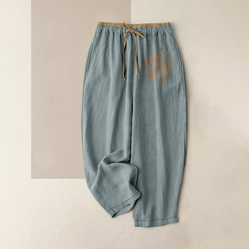 Buddha Stones Baumwollhose für Damen mit Boho-Sonnenmuster, elastischem Bund und Taschen - Kadettenblau - US16, UK/AU20, EU48 (3XL) - image 4