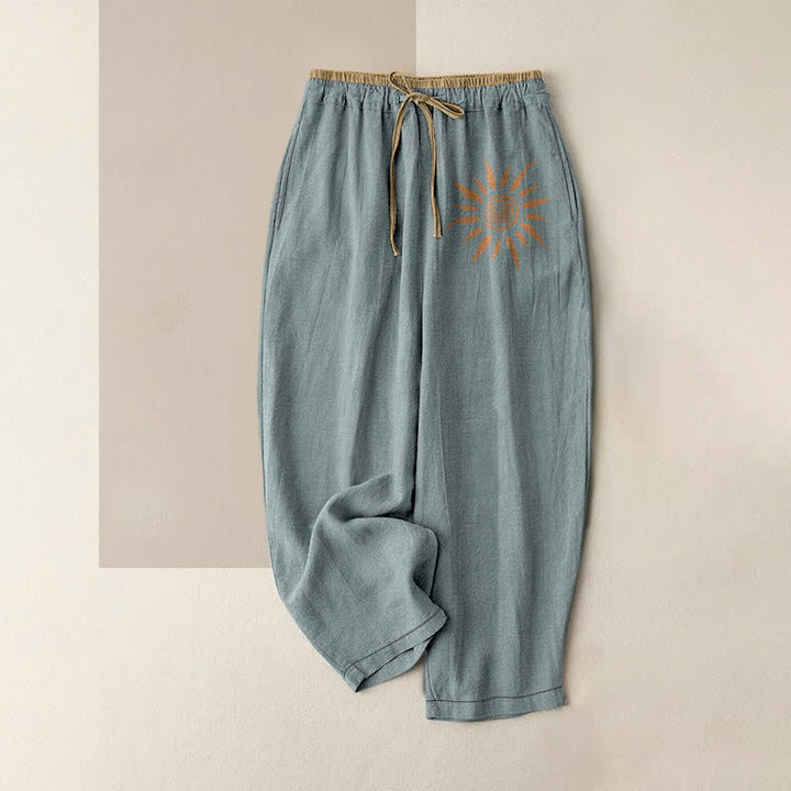 Buddha Stones Baumwollhose für Damen mit Boho-Sonnenmuster, elastischem Bund und Taschen - Kadettenblau - US16, UK/AU20, EU48 (3XL) - image 4