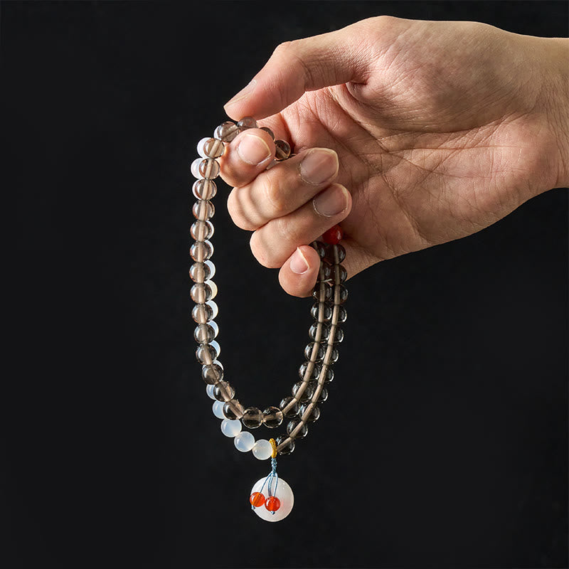 Buddha Stones Friedensschnalle aus Eisobsidian und weißem Chalcedon, Serenity Multi Wrap Armband - image 8