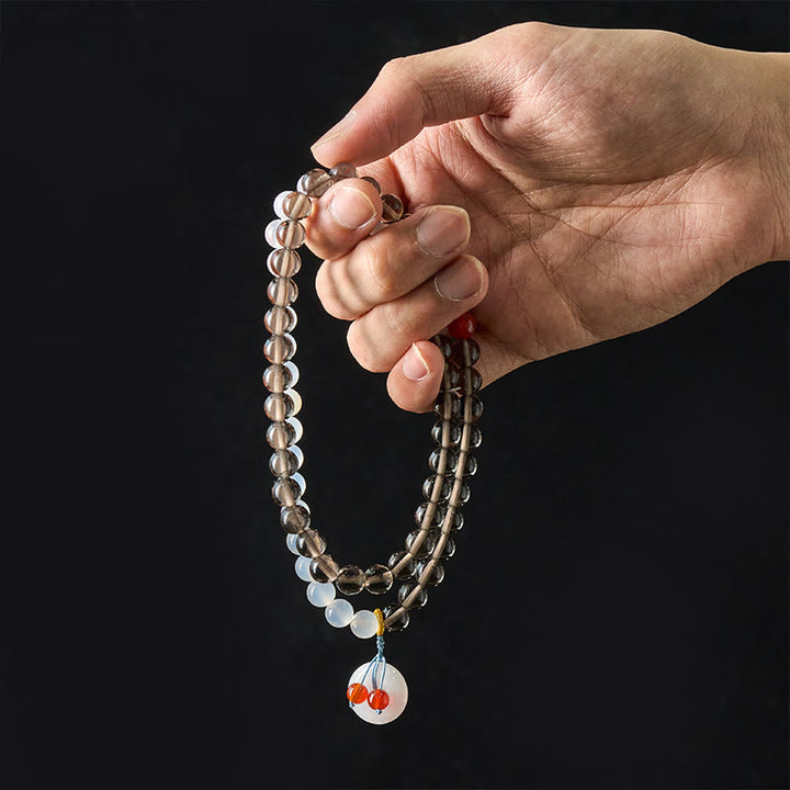 Buddha Stones Friedensschnalle aus Eisobsidian und weißem Chalcedon, Serenity Multi Wrap Armband - image 8