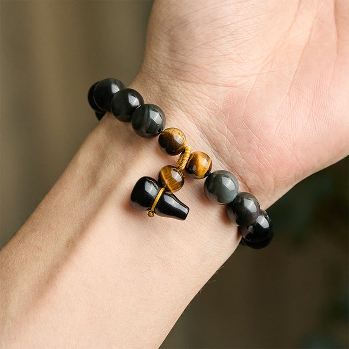 Buddha Stones Vintage-Armband aus chinesischem Regenbogenobsidian mit Kürbismotiv zum Schutz - image 15