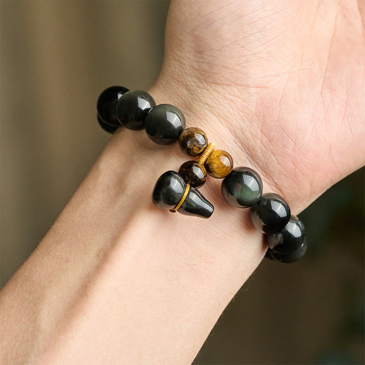 Buddha Stones Vintage-Armband aus chinesischem Regenbogenobsidian mit Kürbismotiv zum Schutz - image 21