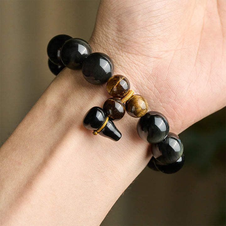 Buddha Stones Vintage-Armband aus chinesischem Regenbogenobsidian mit Kürbismotiv zum Schutz - image 26