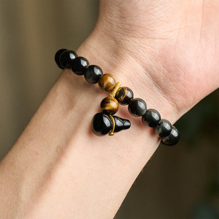 Buddha Stones Vintage-Armband aus chinesischem Regenbogenobsidian mit Kürbismotiv zum Schutz - image 9