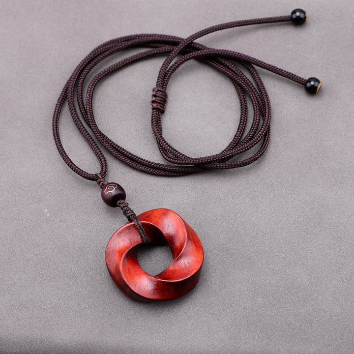 Buddha Stones Halskette aus rotem Sandelholz mit unendlichem Knoten und Anhänger aus Seil - image 6