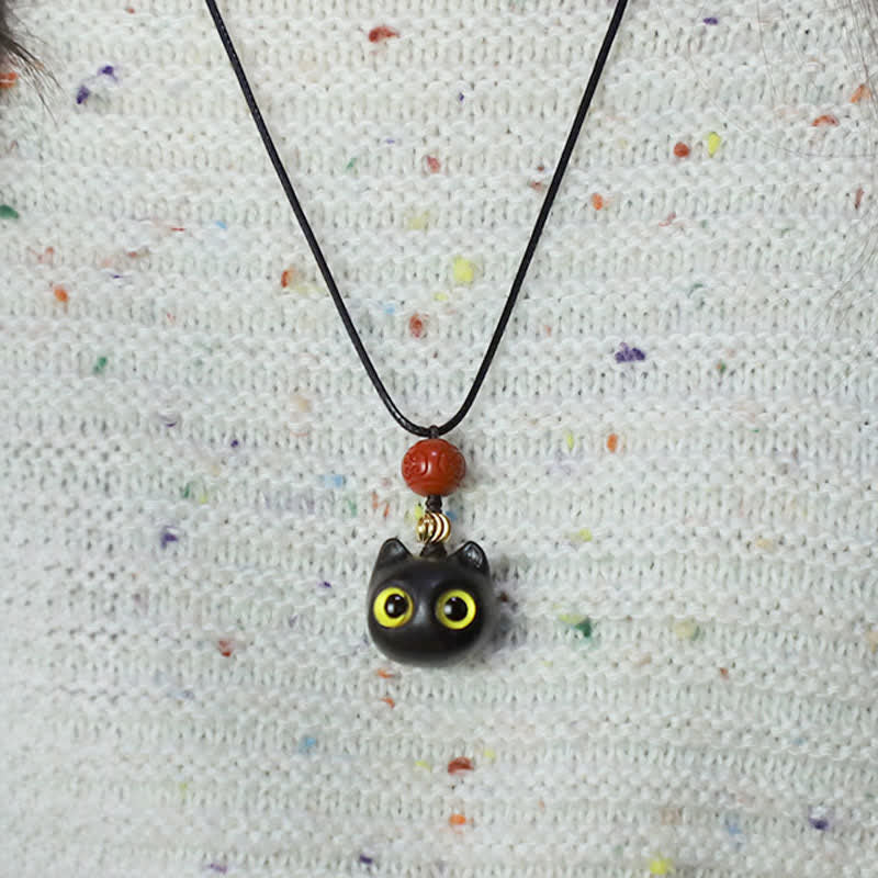 Buddha Stones Halskette aus Ebenholz, rotem Sandelholz und Glückskatze, verstellbar, mit verstellbarem Gleichgewicht - image 11