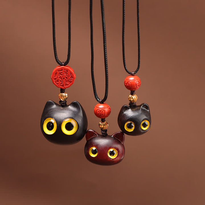 Buddha Stones Halskette aus Ebenholz, rotem Sandelholz und Glückskatze, verstellbar, mit verstellbarem Gleichgewicht - image 17