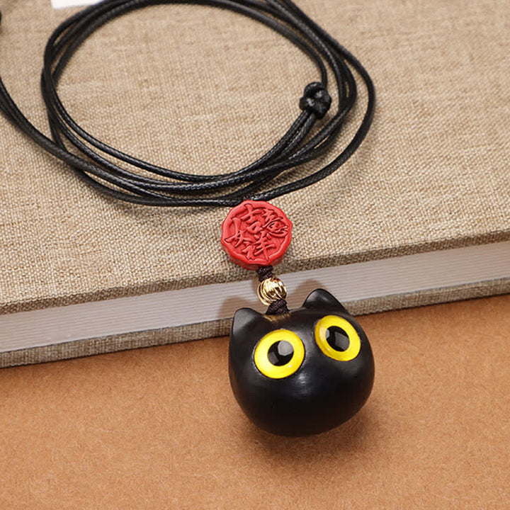 Buddha Stones Halskette aus Ebenholz, rotem Sandelholz und Glückskatze, verstellbar, mit verstellbarem Gleichgewicht - image 4