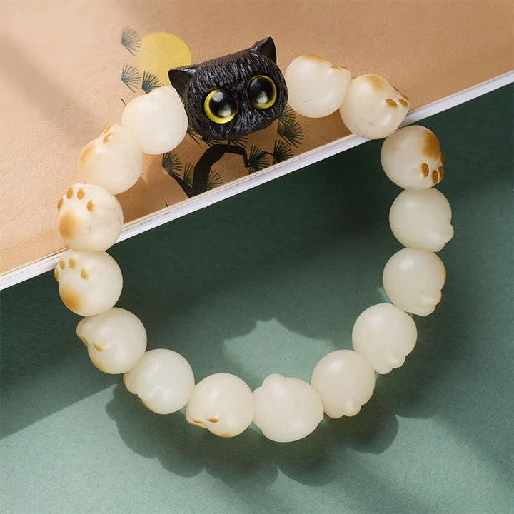 Buddha Stones Bodhi-Samen-Armband aus Ebenholz mit Katzenpfotenmotiv – Symbol für Reinheit und Weisheit - image 2