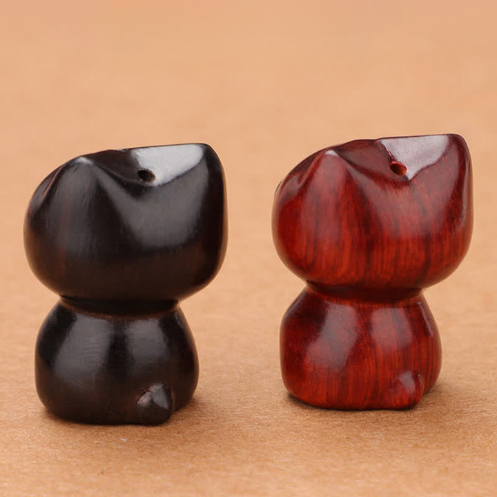 Buddha Stones Halskette aus Ebenholz, rotem Sandelholz und niedlichem Katzenmotiv - image 14