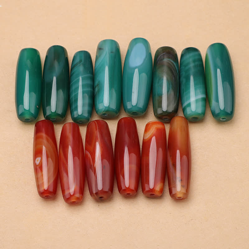 Buddha Stones Halskette mit geflochtenem ovalem Anhänger aus grünem und rotem Achat - image 15
