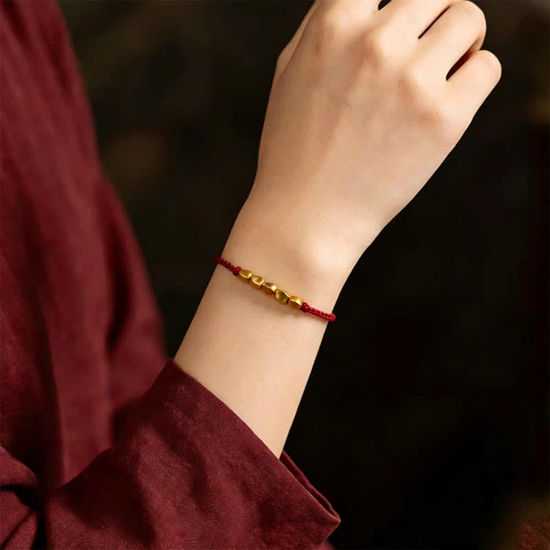 Buddha Stones Handgewebtes, rotes Armband aus gedrehten Perlen – Schutzarmband, geflochten, verstellbar - image 4