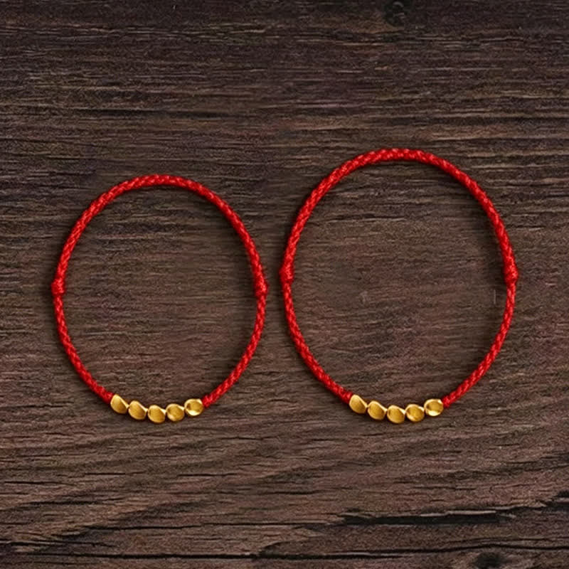 Buddha Stones Handgewebtes, rotes Armband aus gedrehten Perlen – Schutzarmband, geflochten, verstellbar - image 3