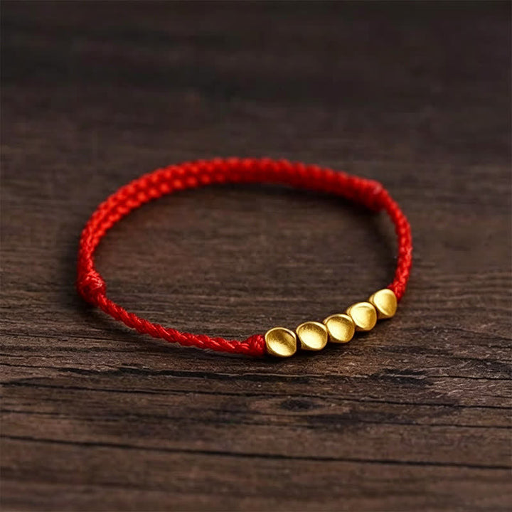 Buddha Stones Handgewebtes, rotes Armband aus gedrehten Perlen – Schutzarmband, geflochten, verstellbar - image 2