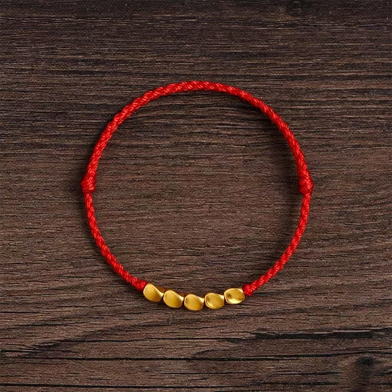 Buddha Stones Handgewebtes, rotes Armband aus gedrehten Perlen – Schutzarmband, geflochten, verstellbar - image 1