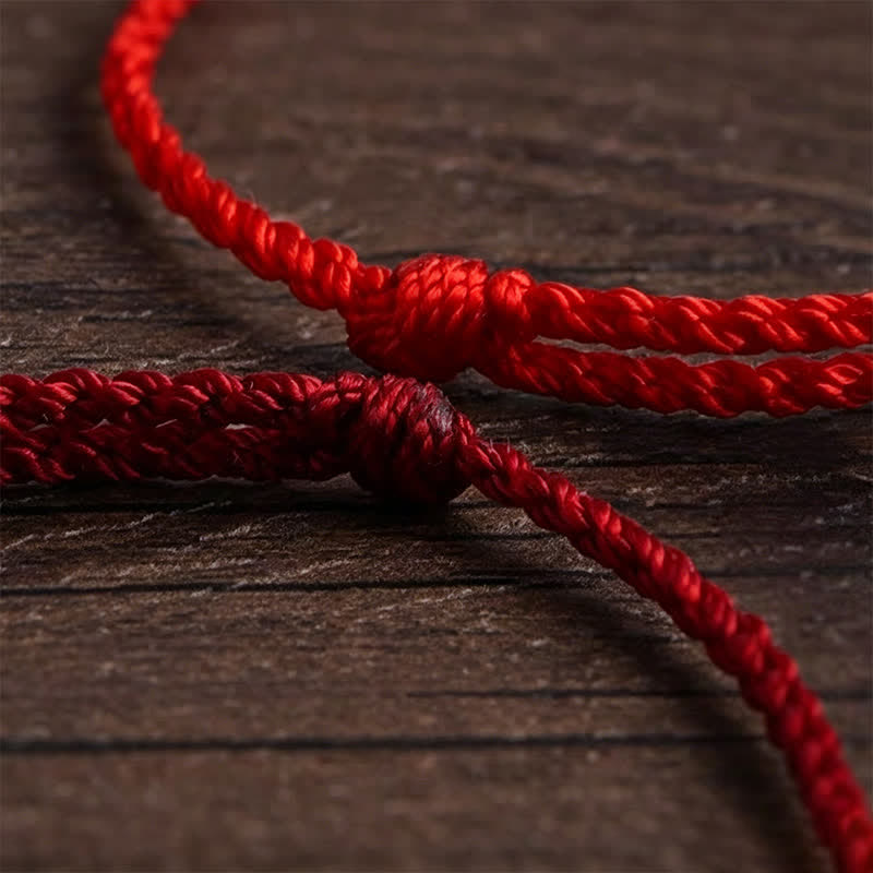 Buddha Stones Handgewebtes, rotes Armband aus gedrehten Perlen – Schutzarmband, geflochten, verstellbar - image 13