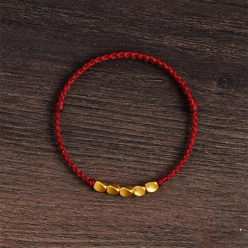 Buddha Stones Handgewebtes, rotes Armband aus gedrehten Perlen – Schutzarmband, geflochten, verstellbar - Burgunderrote Schnur - image 11