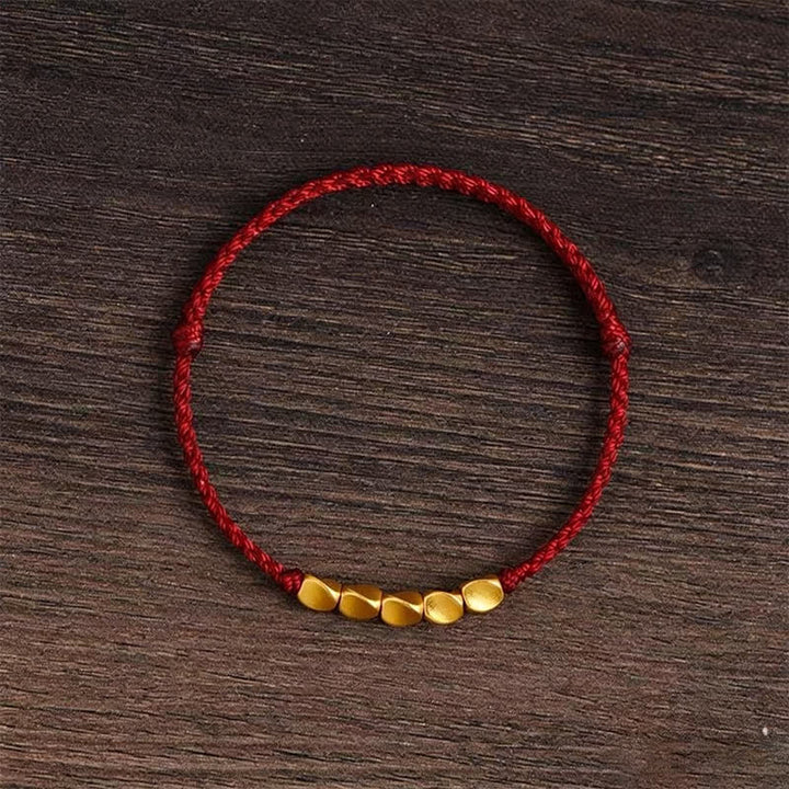 Buddha Stones Handgewebtes, rotes Armband aus gedrehten Perlen – Schutzarmband, geflochten, verstellbar - Burgunderrote Schnur - image 11