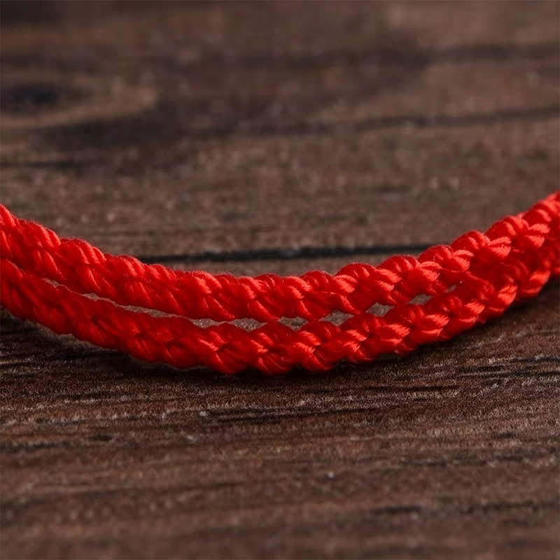 Buddha Stones Handgewebtes, rotes Armband aus gedrehten Perlen – Schutzarmband, geflochten, verstellbar - image 9