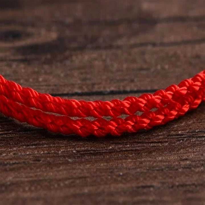 Buddha Stones Handgewebtes, rotes Armband aus gedrehten Perlen – Schutzarmband, geflochten, verstellbar - image 9