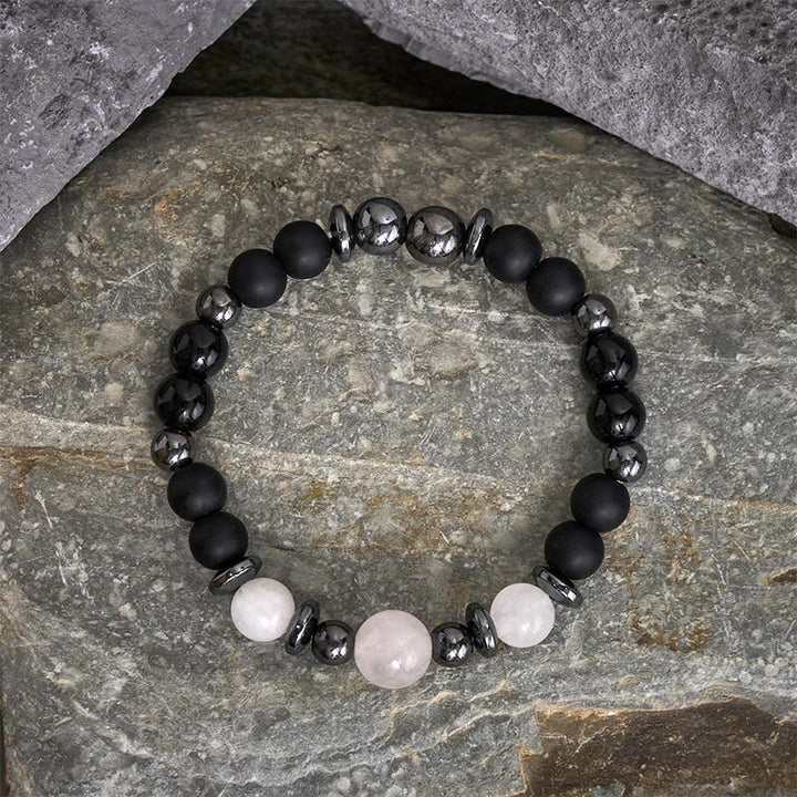 Buddha Stones Hämatit-Schwarzperlen-Stützarmband - Hämatit (Handgelenkumfang 15-16 cm) - image 0