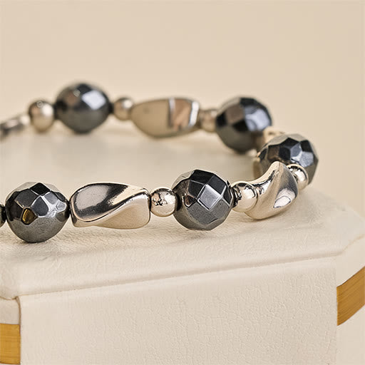 Buddha Stones Armband aus robustem Kettenmaterial mit natürlichem Hämatit und Titanstahl - image 4