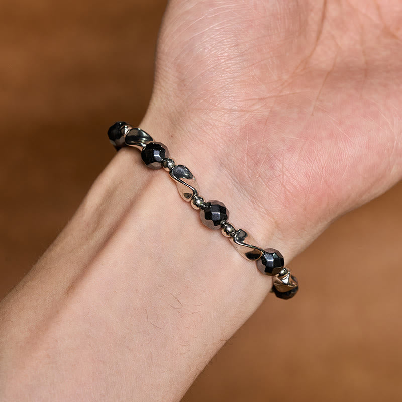 Buddha Stones Armband aus robustem Kettenmaterial mit natürlichem Hämatit und Titanstahl - image 3