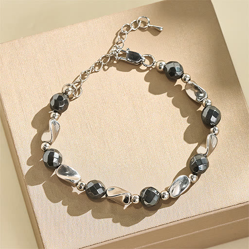 Buddha Stones Armband aus robustem Kettenmaterial mit natürlichem Hämatit und Titanstahl - image 2