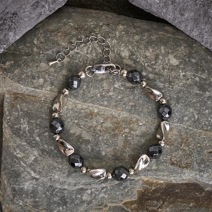 Buddha Stones Armband aus robustem Kettenmaterial mit natürlichem Hämatit und Titanstahl - image 1