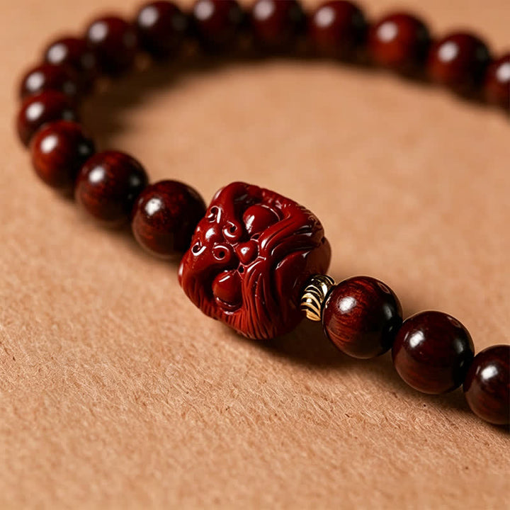 Buddha Stones Friedensschnalle aus rotem Sandelholz, handgewebte Mala mit 108 Perlen - image 12