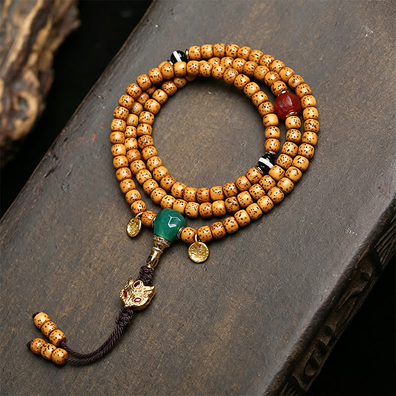 Buddha Stones Stern-Mond-Bodhi-Samen-Fuchs-Kürbis-Weisheit-Tibetische Handgefertigte 108-Perlen-Mala - Stil A - Stern-Mond-Bodhi-Samen (Weisheit ♥ Innerer Frieden) - image 0